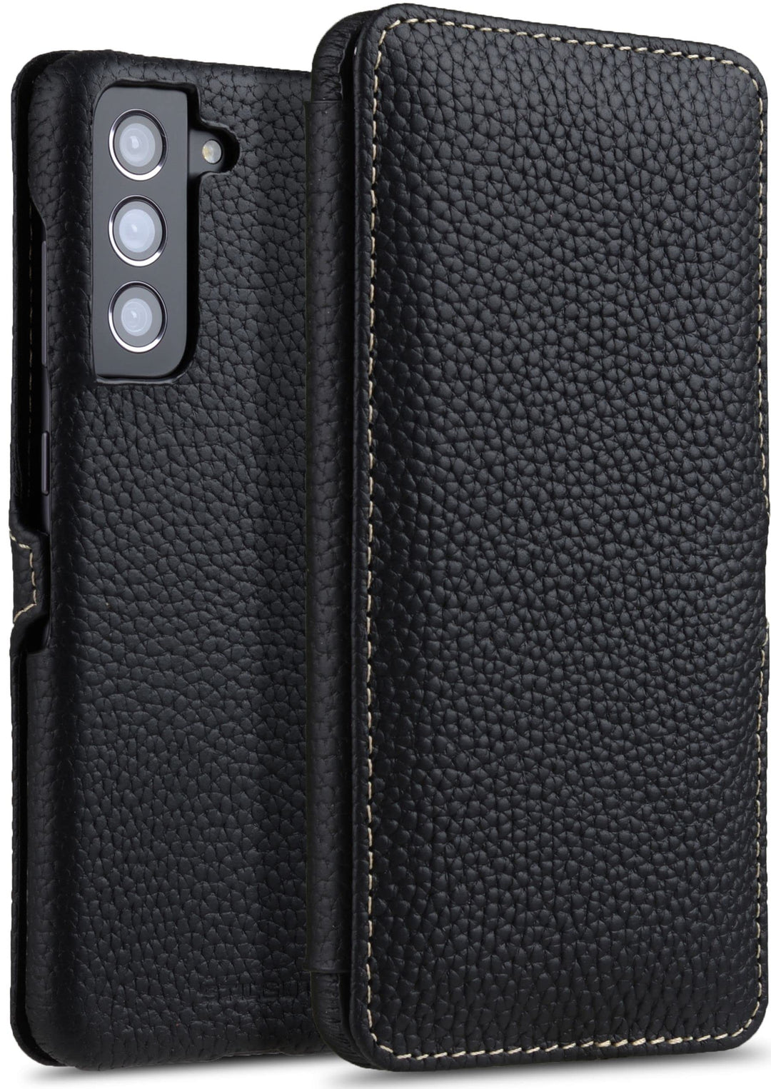 STILGUT Book Case kompatibel mit Samsung Galaxy S21 FE 5G Hülle aus Leder mit Clip-Verschluss, Leder