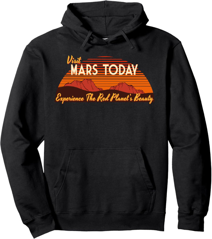 Retro Space Travel Visit Planet Mars Solar System Gift Pullover Hoodie