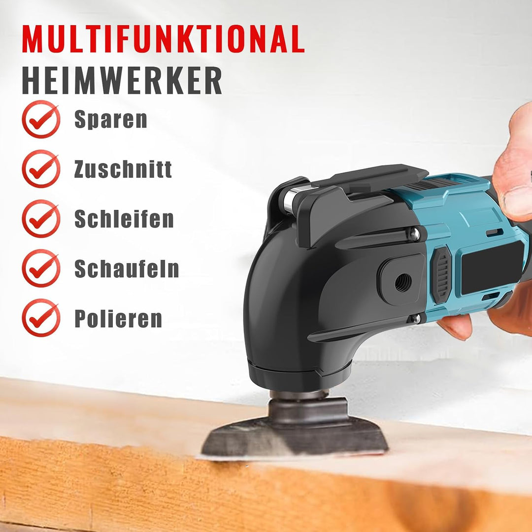 Multifunktionswerkzeug Akku mit 2X 3.0Ah Akkus, Multitool Akku Oszillationswerkzeug mit 22 Zubehör,