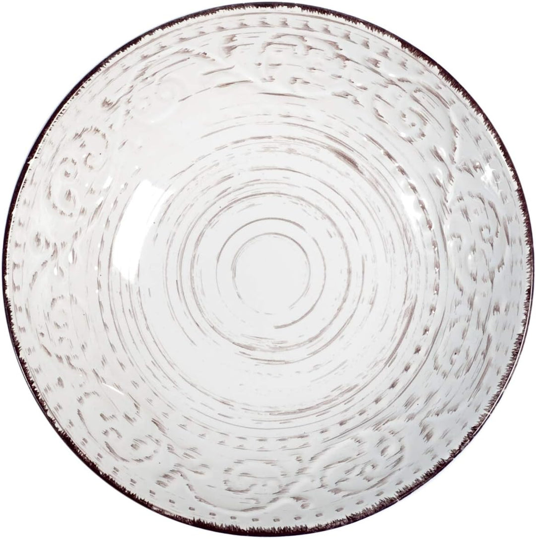 H&H 825736 Courtyard Set 6 Suppenteller, Stoneware, Weiss, 20 cm