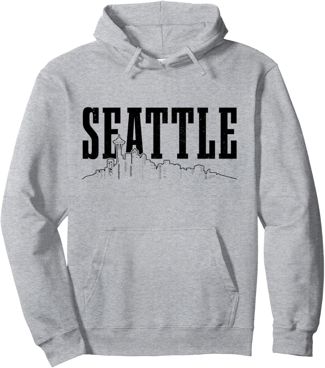 Seattle Skyline Washington Vintage Seattle Pullover Hoodie