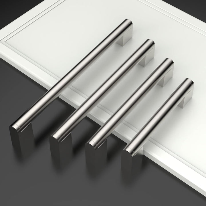 Amerdeco 10 Stück Möbelgriffe Edelstahl Gebürsteter Nickel 128mm Lochabstand Schrankgriffe für Küche