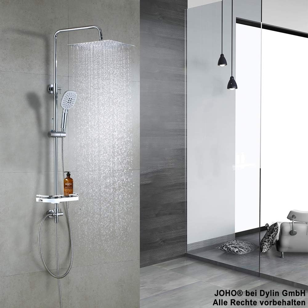 JOHO VC-3030-ABLAGE CP Duschset Regendusche, Chrom &amp; EISL CLAUDIO, Mischbatterie mit Thermostat, The