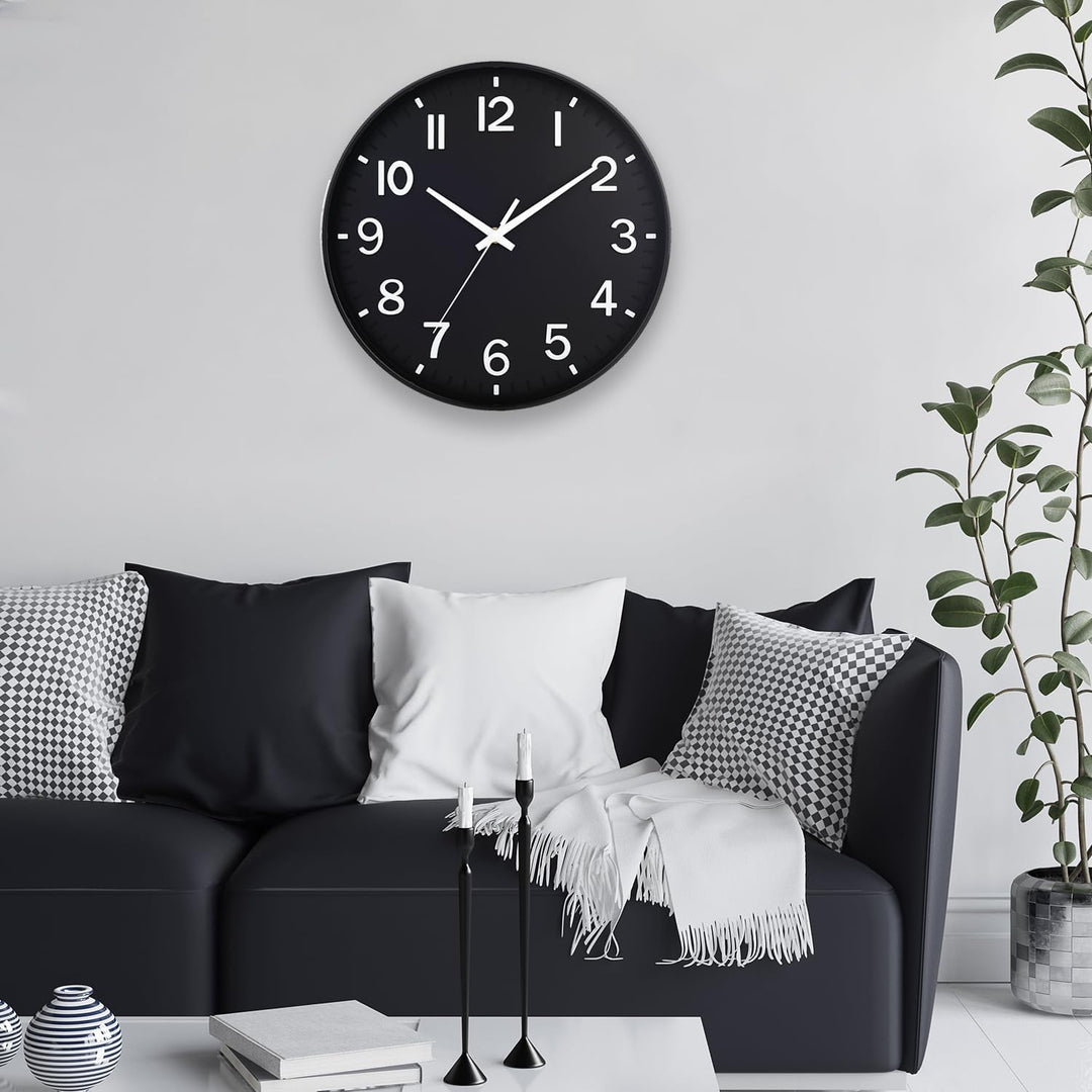 HZDHCLH 30cm Lautlos Wanduhr Schleichende Sekunde mit Arabisch Ziffer ohne Ticken für Dekoration Woh