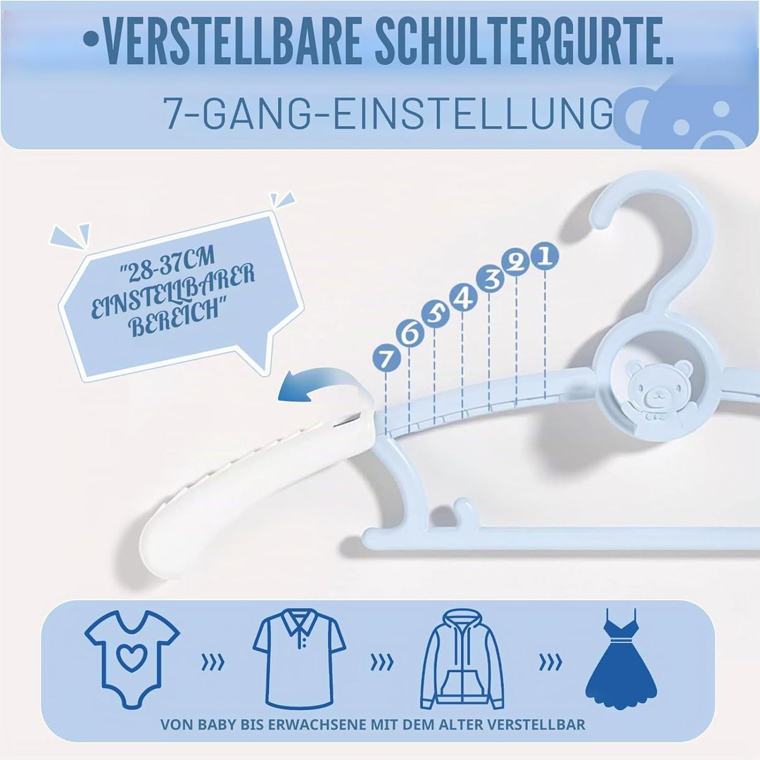 HGYZE Baby Mitwachsende kleiderbügel Kinder, Stapelbare Hanger + Haken + Hosenständer, rutschfest Ba