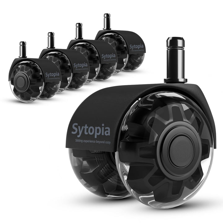 Sytopia Bürostuhl Rollen mit 10mm X 22mm Stift, 5er Set Rollen für 1KEA Bürostühle, Hartbodenrollen