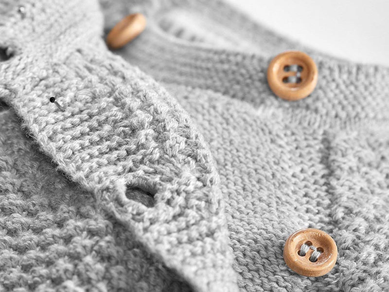 Bio Baby Jacke Schlüttli Strick 100% Bio-Baumwolle (KbA) GOTS zertifiziert, Hellgrau Melange, 74/80