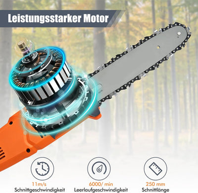 COSTWAY Elektrostangensäge Hochentaster 212-286 cm, Mehrwinkel Stangenkettensäge mit verstellbaren S