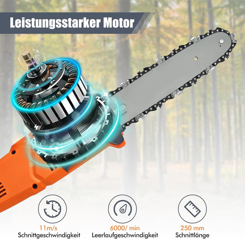 COSTWAY Elektrostangensäge Hochentaster 212-286 cm, Mehrwinkel Stangenkettensäge mit verstellbaren S