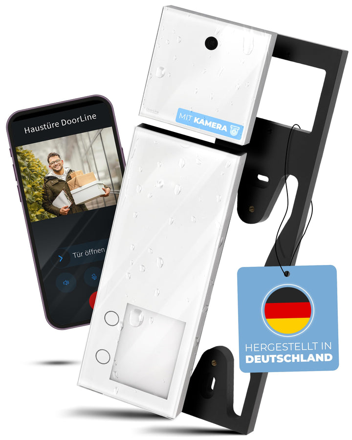 DOORLINE® Video Türklingel mit Kamera kabellos [kompatibel mit Fritz!Box und App-Steuerung] weiss |
