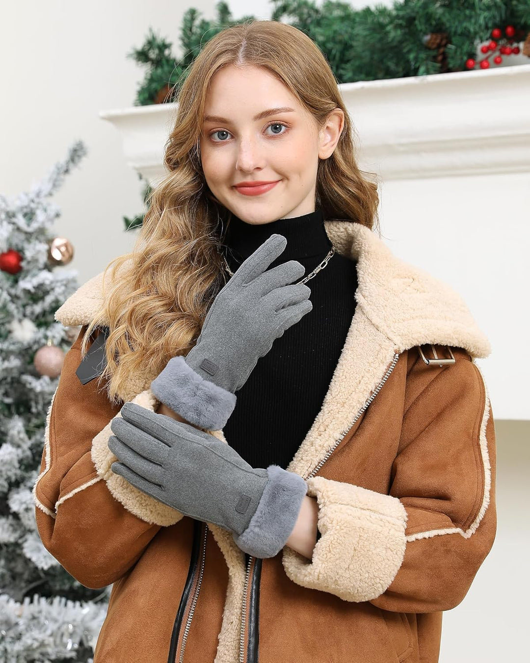 ZASFOU Damen Winter Warm Touchscreen Handschuhe mit Fleece Gefütterte Strick winterhandschuhe für Ka
