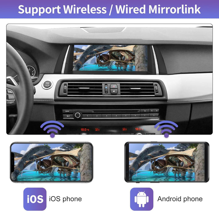 Road Top 10,25 Zoll Autoradio Touchscreen Drahtlos CarPlay Android Auto für BMW 5 Serie F10/F11 2010