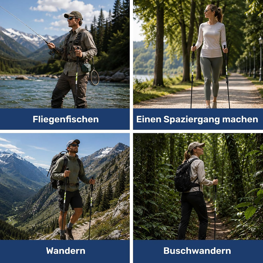 Carbon Trekkingstöcke 2er Set – Nordic Walking Stöcke Damen Herren, Wanderstöcke Teleskop Faltbar, U