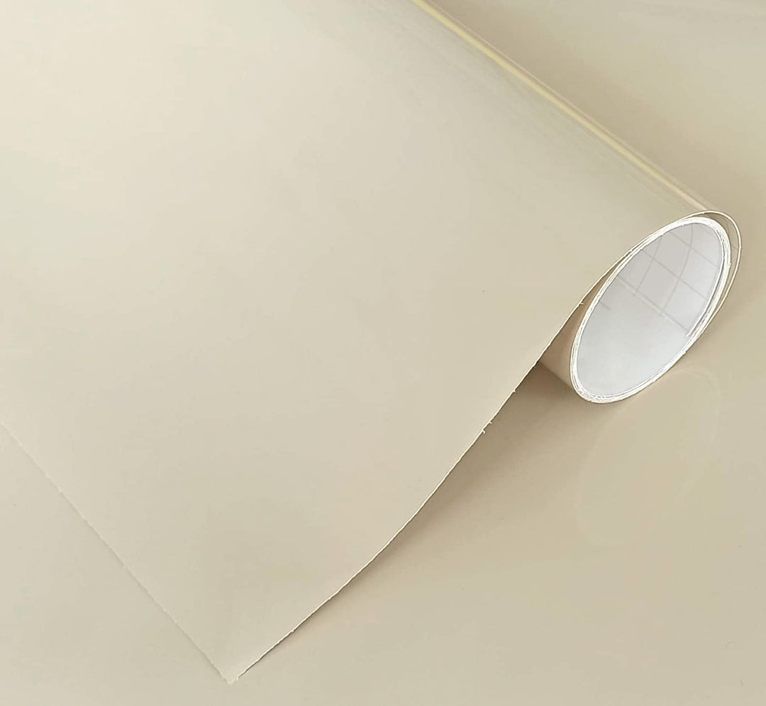 Selbstklebendes Vinyl, Beige, glänzend, 60 x 300 cm, für Möbel, Küche, Wände, Fenster, Bastelarbeite
