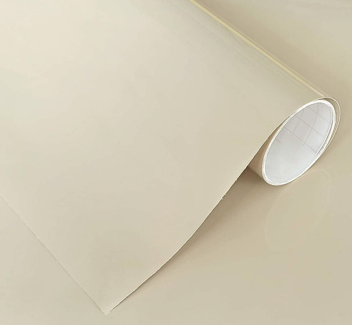 Selbstklebendes Vinyl, Beige, glänzend, 60 x 300 cm, für Möbel, Küche, Wände, Fenster, Bastelarbeite