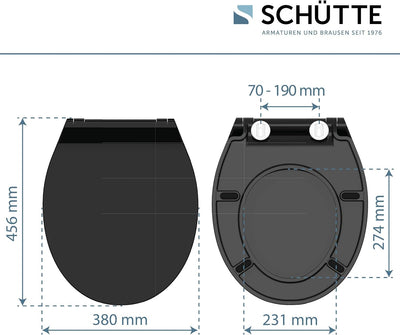 SCHÜTTE SLIM BLACK WC-Sitz, Duroplast Toilettensitz mit Absenkautomatik, Toilettendeckel mit Schnell