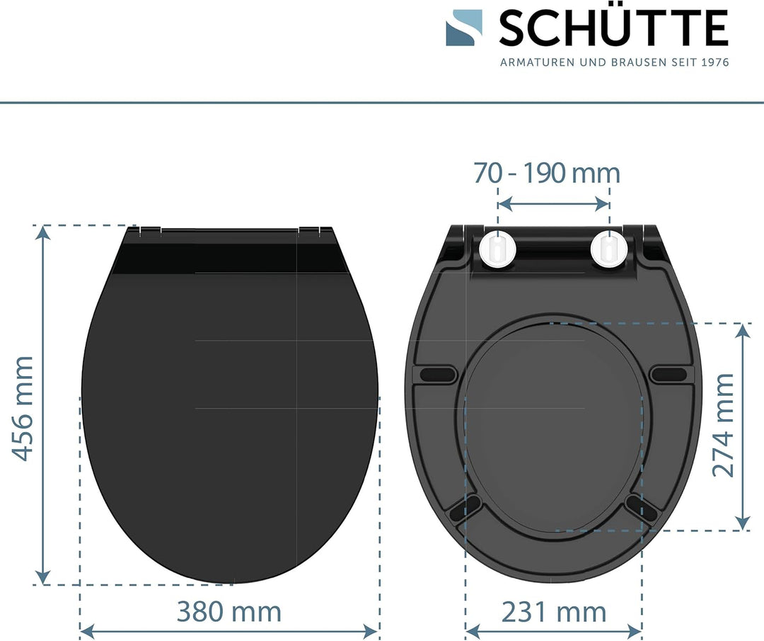 SCHÜTTE SLIM WC-Sitz | Duroplast Toilettensitz mit Absenkautomatik | Toilettendeckel mit Schnellvers
