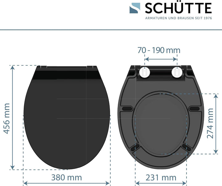 SCHÜTTE SLIM WC-Sitz | Duroplast Toilettensitz mit Absenkautomatik | Toilettendeckel mit Schnellvers