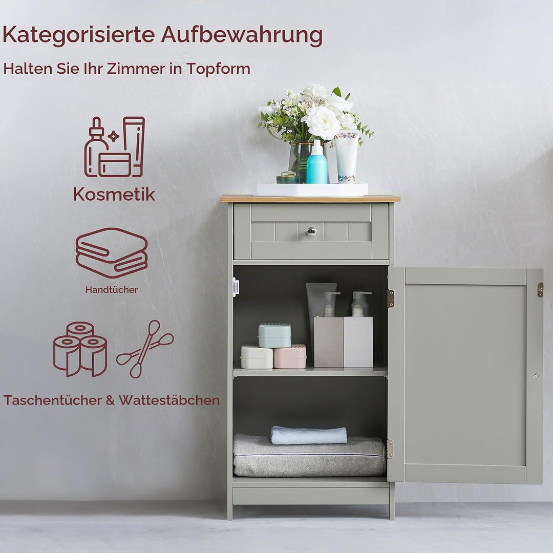 Bath Vida Hoch-&amp; Midischränke fürs Bad, Mitteldichte Holzfaserplatte, Grau, Standard Schrank mit 1 T