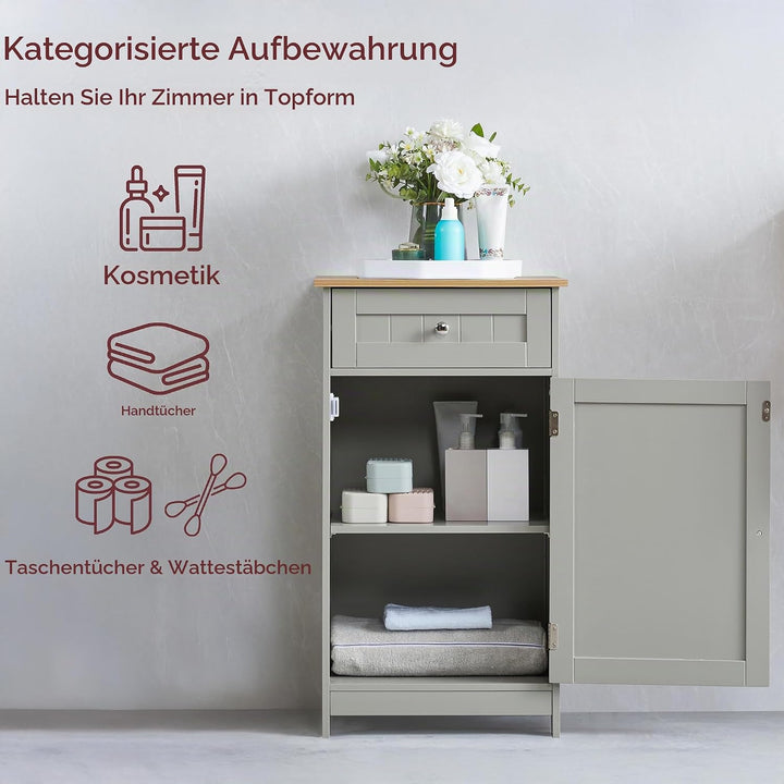 Bath Vida Hoch-&amp; Midischränke fürs Bad, Mitteldichte Holzfaserplatte, Grau, Standard Schrank mit 1 T