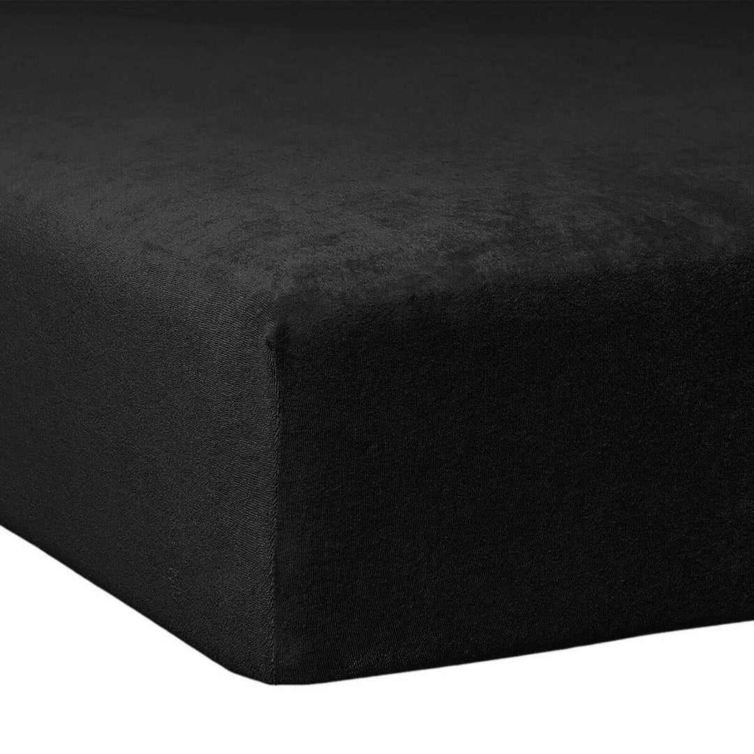 TRAUMSCHLAF Flausch Frottee Spannbettlaken schwarz, 90x190 cm - 100x200 cm Schwarz 90x190 cm - 100x2