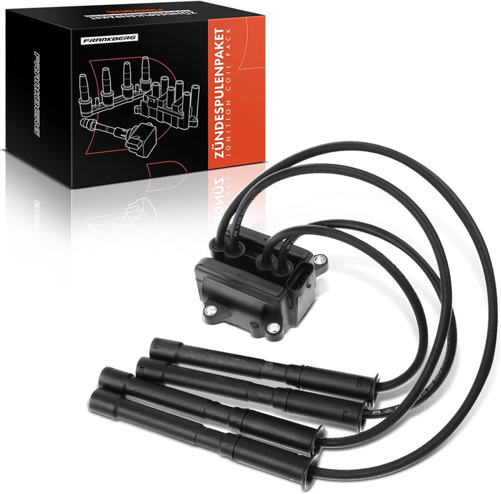 Zündspule Zündmodul mit Zündleitung für Kubistar Kasten X80 Clio II BB_, CB_ Kangoo KC0/1_ Kangoo Ex