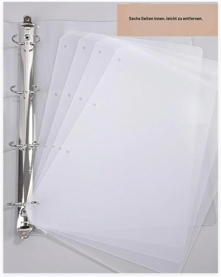 A5 Nagel-Organizer Set mit Druckknopf &amp; Loseblatt-System – Robuste transparente Box + 6 Klebepads &amp;