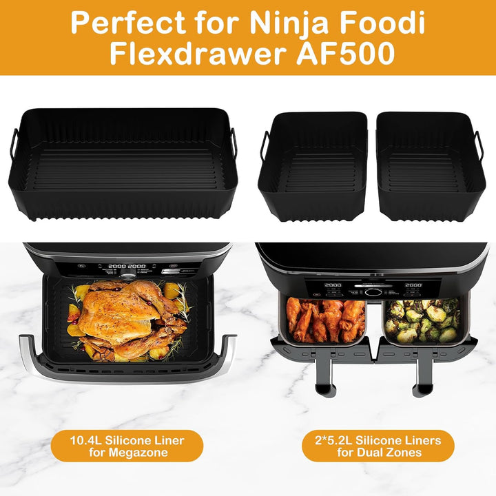 Heissluftfritteuse Zubehör für Cosori Dual Blaze TwinFry XXL 10L, Ninja Af500EU 5.2L, 10.4L, Silikon
