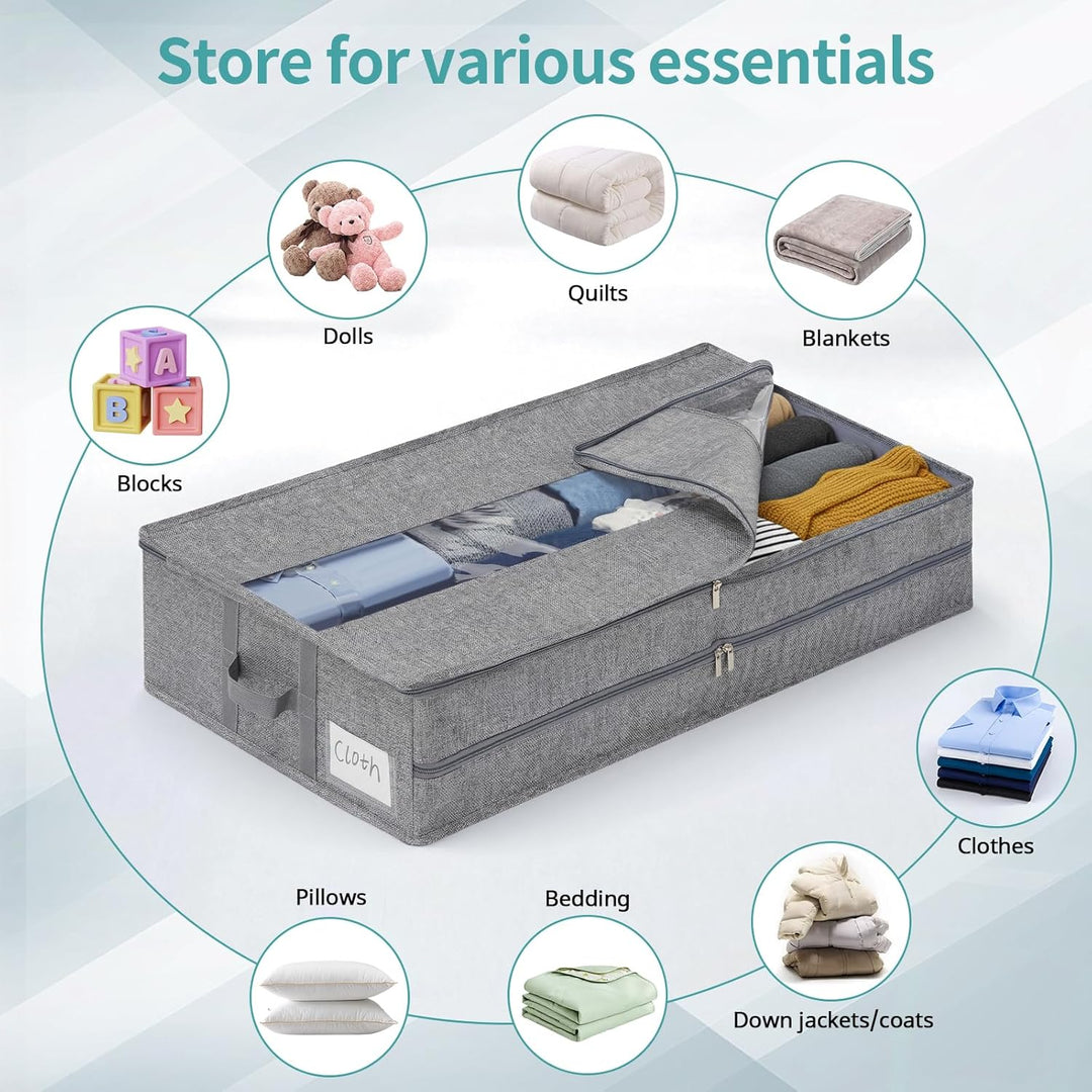 GARPROVM Stabil Unterbett Aufbewahrungsbox 2er Set, 76x40x17cm Formstabil Unterbettkommode Unterbett