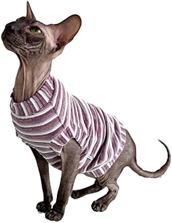 Kotomoda Katzen Kleidung Cord lila Streifen fur Sphynx Katzen (XS), XS