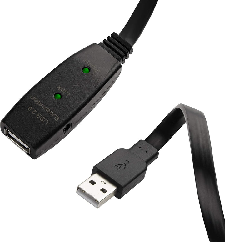 MutecPower 10 m FLACHES USB 2.0 Kabel Stecker auf Buchse mit Verlängerung Chipsatz - aktives USB-Ver
