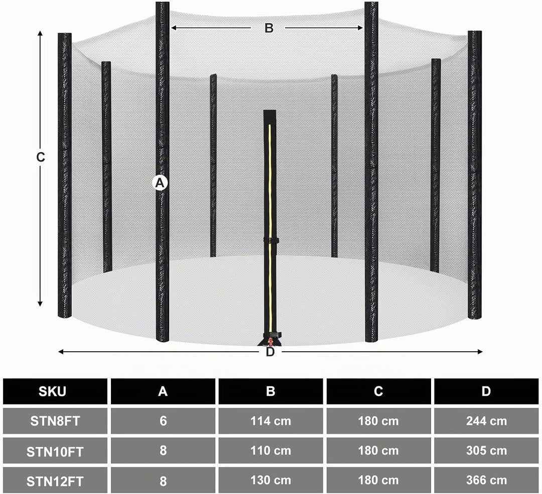 SONGMICS Trampolin Sicherheitsnetz Ø 244 305 366 cm, Ersatznetz, rundes Schutznetz für Gartentrampol