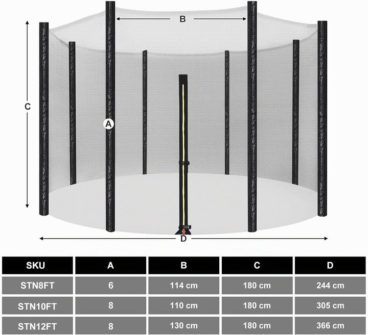 SONGMICS Trampolin Sicherheitsnetz Ø 244 305 366 cm, Ersatznetz, rundes Schutznetz für Gartentrampol