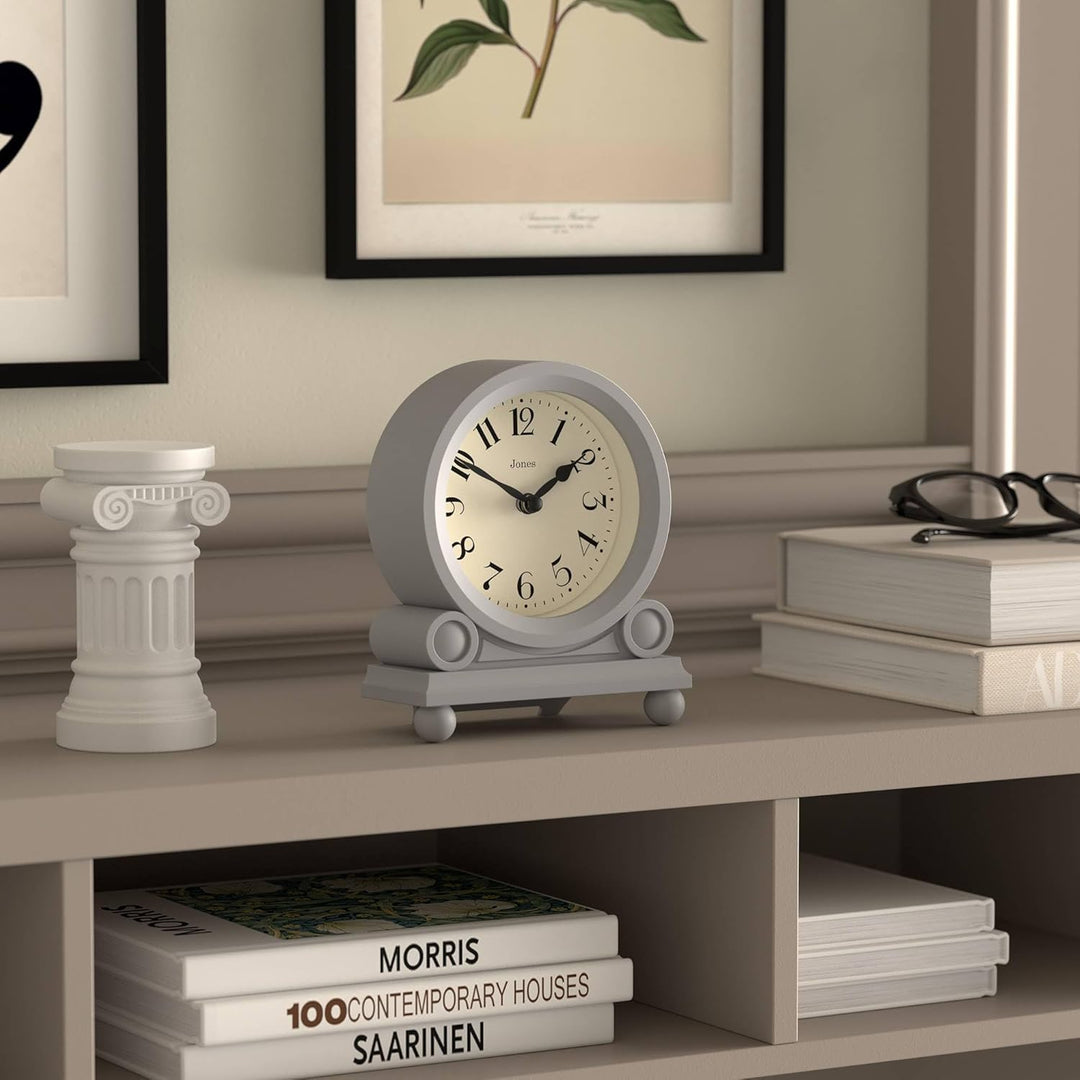 JONES CLOCKS® Maida Vale kaminuhr | Kleine traditionelle schreibtischuhr | Grau | Hübsch und charman