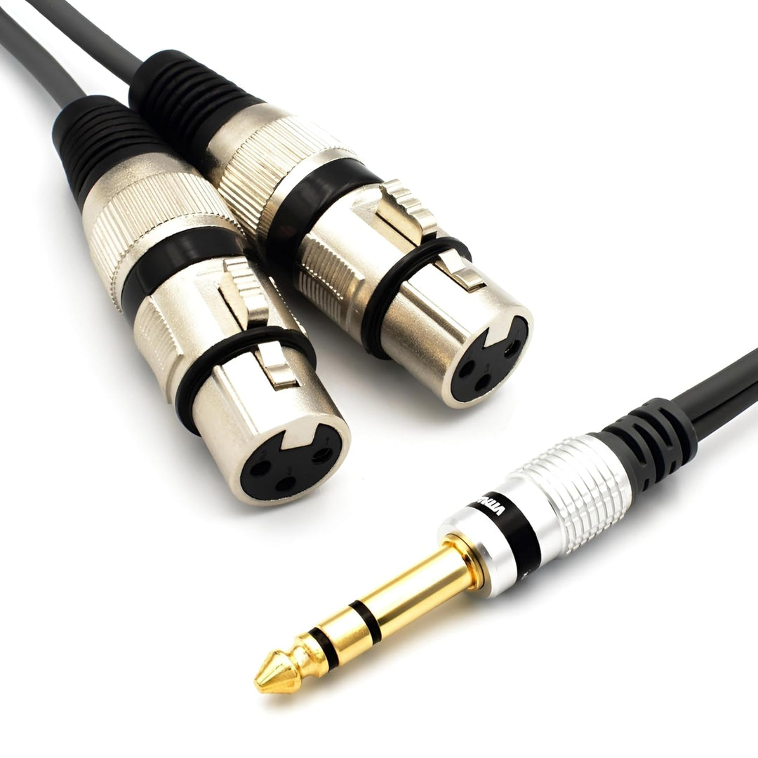 VITALCO 2x XLR Buchse auf Stereo Klinke Kabel 1.5m Mikrofonkabel 3 Polig Weiblich auf 6,3 TRS Klinke