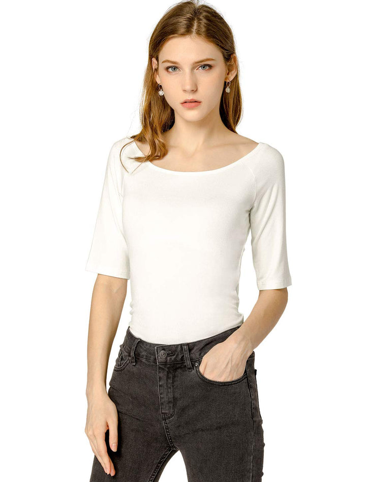 Allegra K Damen Basic Tee Bluse XL Beige, XL Beige