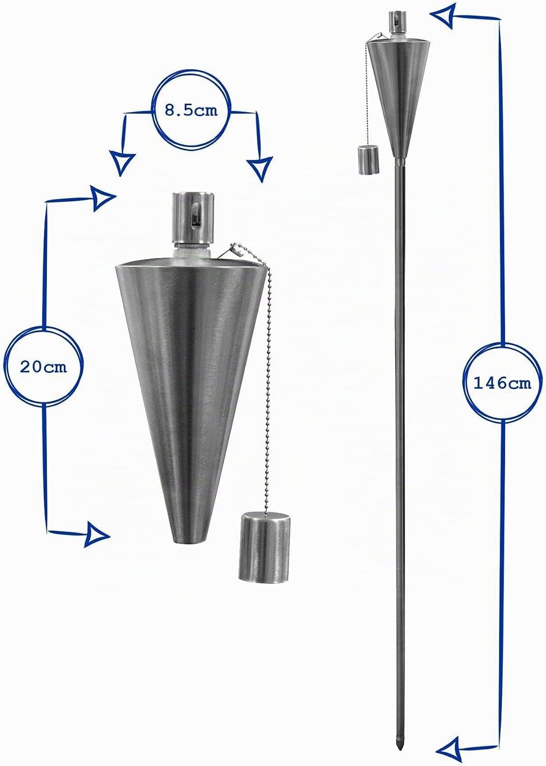 Harbour Housewares Gartenfackel - Paraffin-/Ölfackel - Dreieckiges Design - 1460 mm - 6 Stück