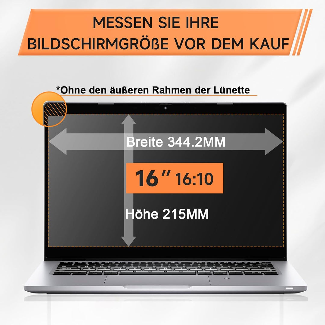 Mamol 360°Sichtschutz für 16 Zoll Laptop 16:10, Abnehmbarer Sichtschutzfolie, Anti Blaulicht Blendsc