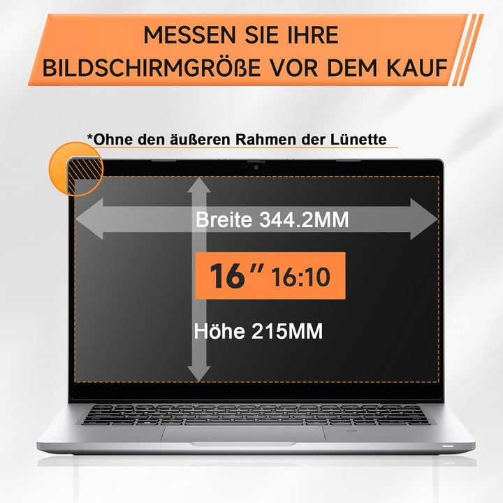Mamol 360°Sichtschutz für 16 Zoll Laptop 16:10, Abnehmbarer Sichtschutzfolie, Anti Blaulicht Blendsc