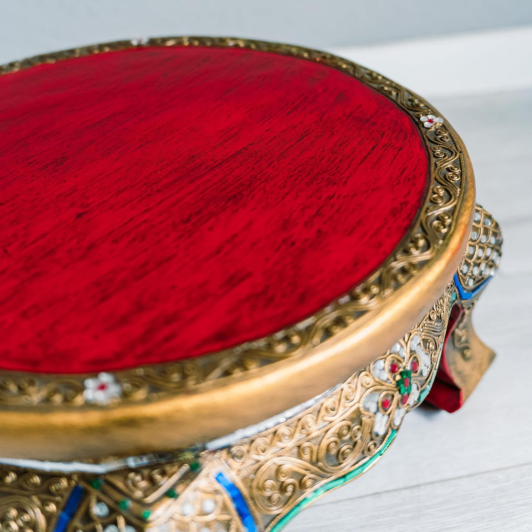 livasia Runder Opiumtisch, Beistelltisch, Glasmosaiktisch, Nachttisch, Hocker (mittelerer Tisch) 40c