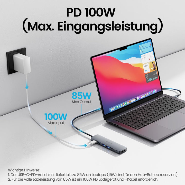 80CM USB C Hub mit HDMI 4K@60Hz, PD 100W Powered für MacBook Neo | 7-in-1 Docking Station USB C mit