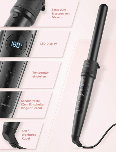 LOETAD Lockenstab Set 6 in 1 Curling Iron Multifunktions Austauschbare Keramikbeschichtung Lockenwic