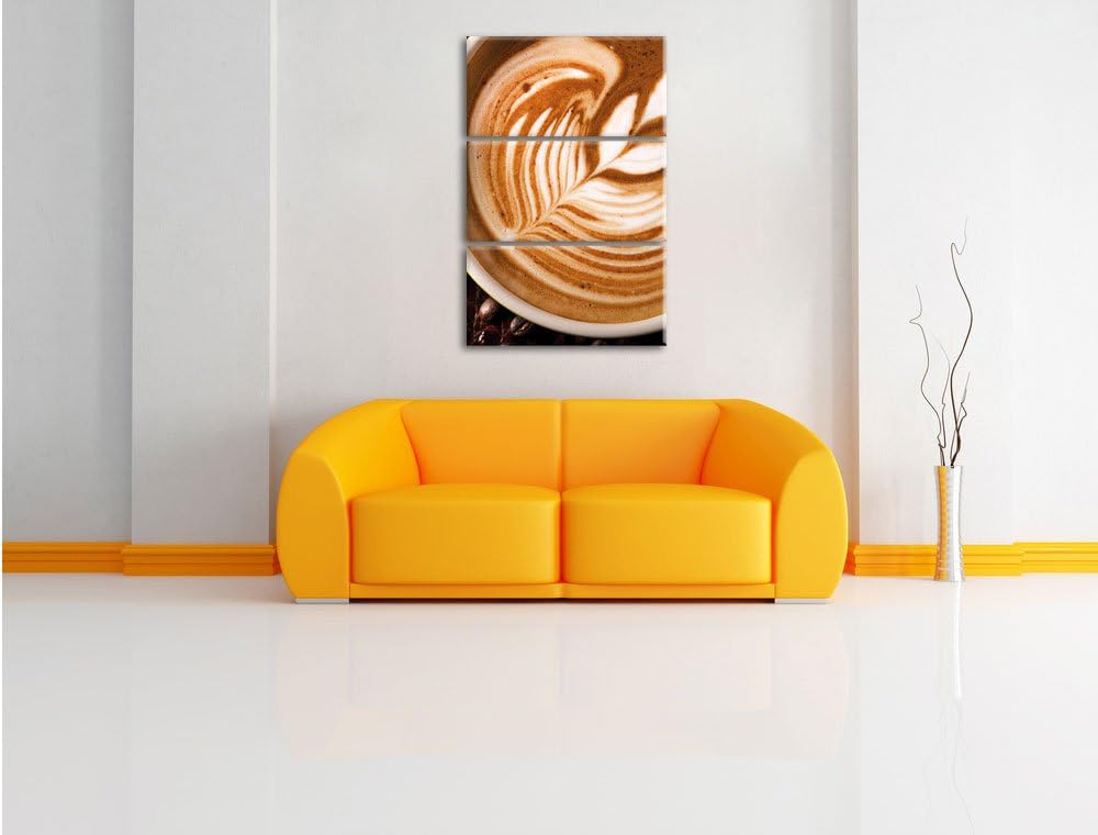 Pixxprint Tasse Kaffee als Leinwandbild/Grösse: 3 Teilig (120x80) cm/Wandbild/Kunstdruck/fertig besp