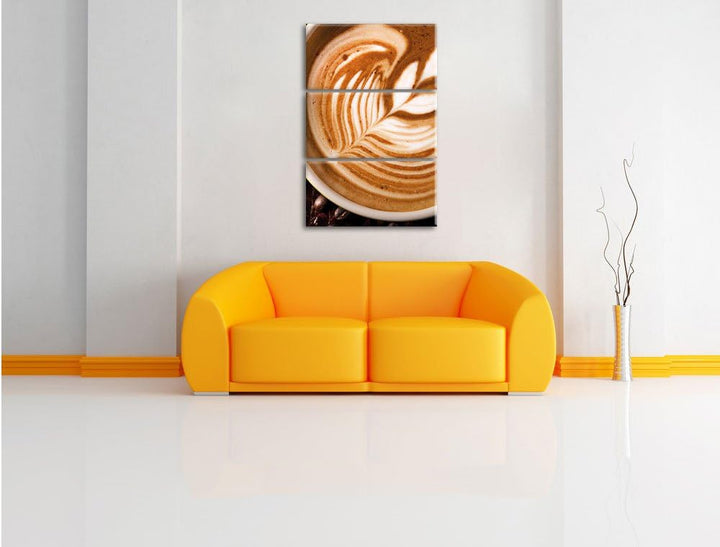 Pixxprint Tasse Kaffee als Leinwandbild/Grösse: 3 Teilig (120x80) cm/Wandbild/Kunstdruck/fertig besp