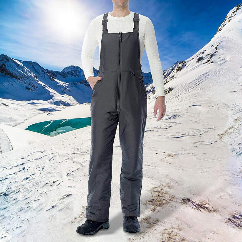 Herren Wasserdicht Ski Latzhose Fleece Gefüttert Isolierte Snowboardhose Winddicht Atmungsaktiv Wint