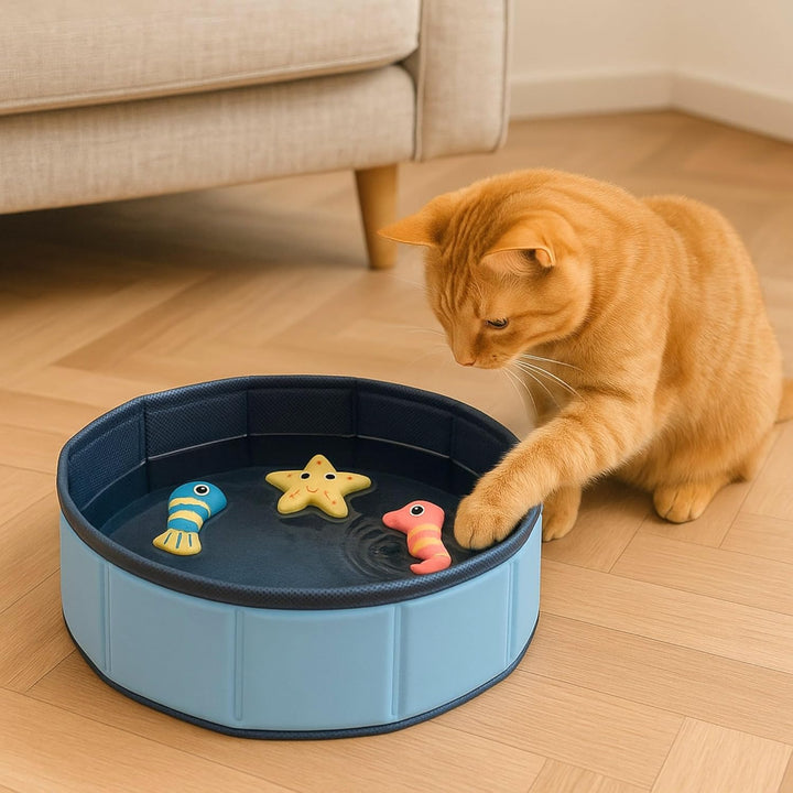Swimmingpool Schwimmbecken für Katzen Katzenpool Katzenplanschbecken Katzenbadewanne, Faltbarer -Kat