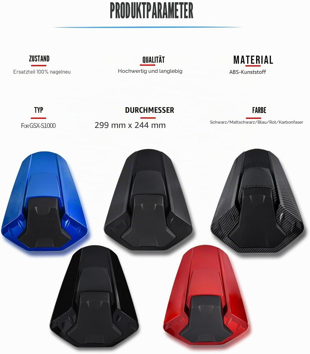 Motorrad Beifahrer hinten Sitzverkleidung Abdeckung für GSXS1000 Soziussitzhöcker Heckteil Verkleidu