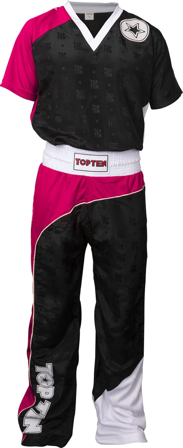TOP TEN Kickboxuniform „Bow“ Schwarz - Pink - Weiss XXL, Schwarz - Pink - Weiss XXL