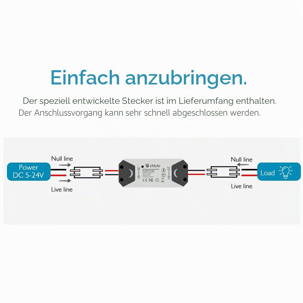 eMylo Smart Relaisschalter Wireless RF DC 12V Zwei 2-Kanal-Fernsteuerungsschalter 5V-24V HF-Relaissc