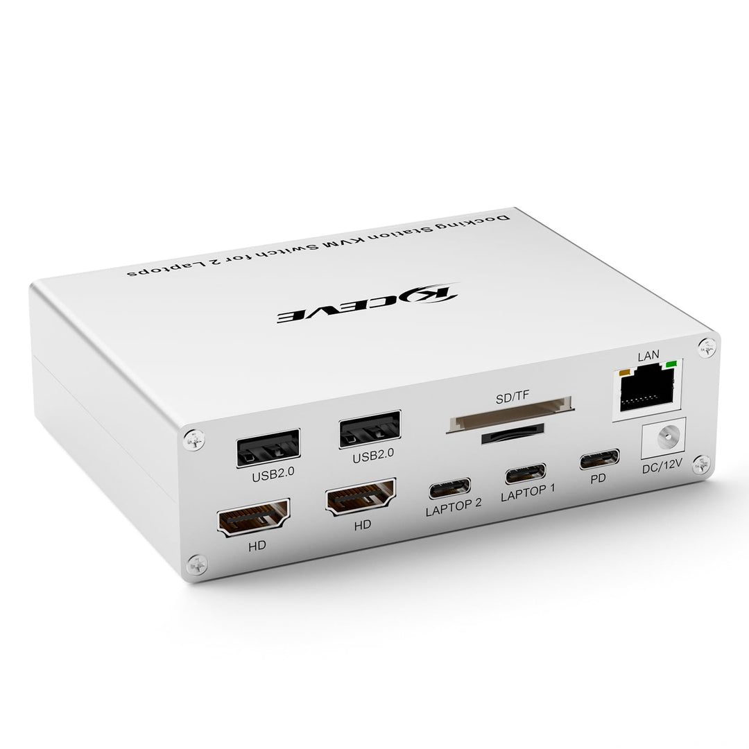 15-in-1 USB C Docking Station KVM Switch 2 Laptops 2 Monitore 4K@60Hz, USB3.0 KVM Switch 2 PC 2 Moni